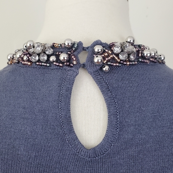 Zara Knit Bead Embellished Neck Top - Picture 11 of 13